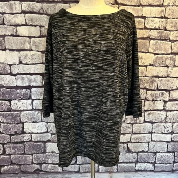 croft & barrow Tops - Croft & Barrow Black & White Heathered 3/4 Sleeve Top Size 2X